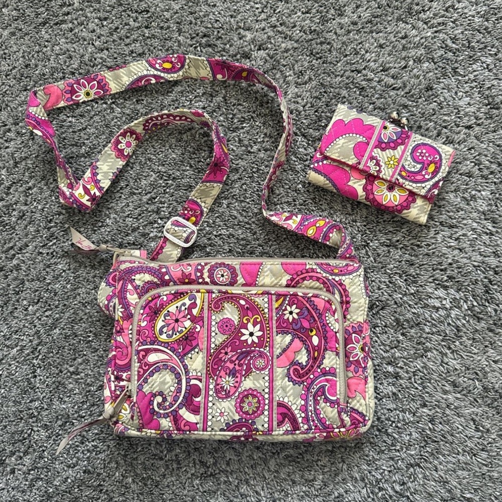 vera bradley paisley meets plaid crossbody purse and wallet